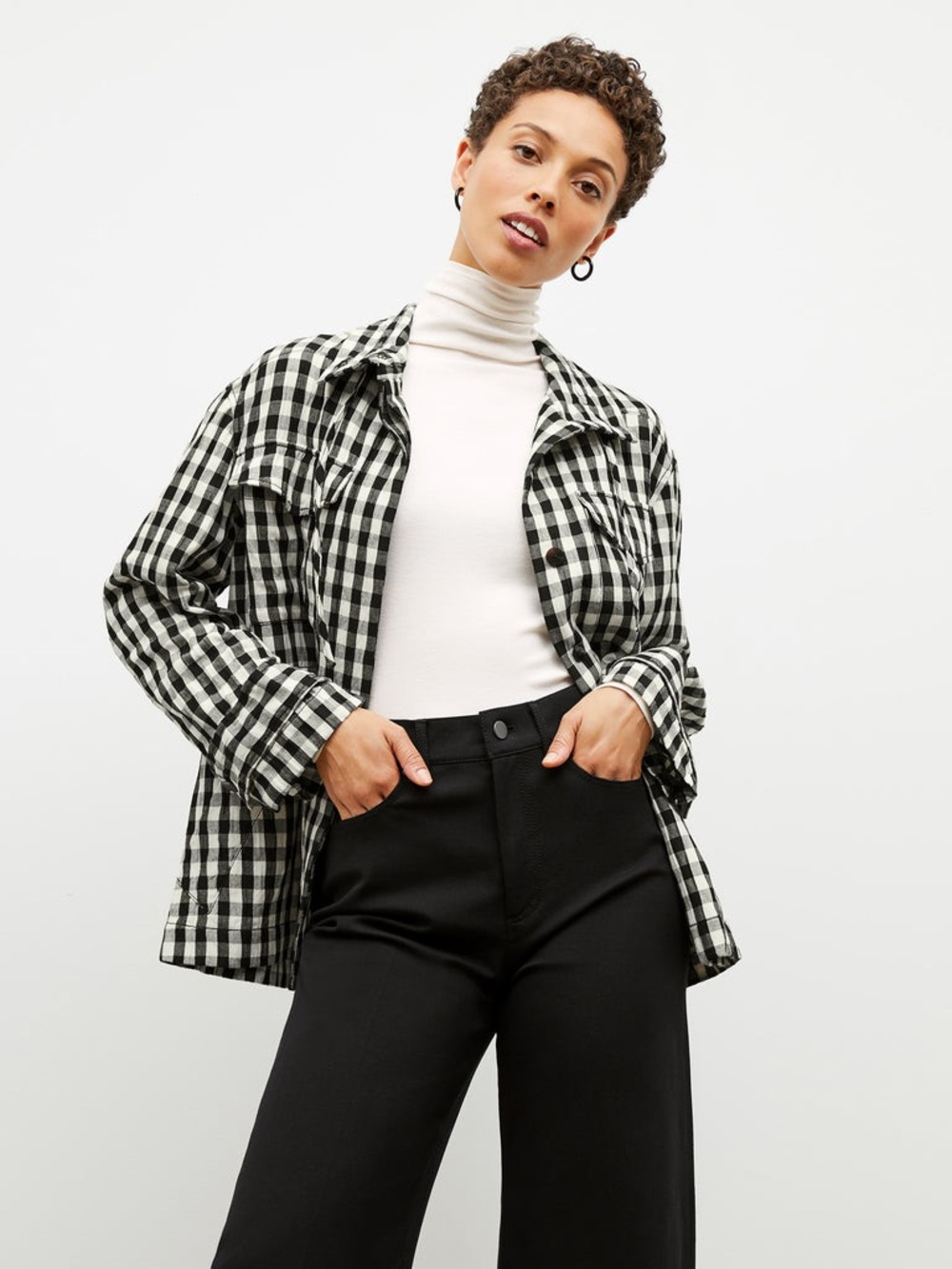 M.M.LaFleur Allison Anorak Jacket Size XS Gingham Wool Blend Utility Shirt